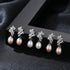 Cz Leaves Sterling Silver Pearl Dangling Earrings Cal